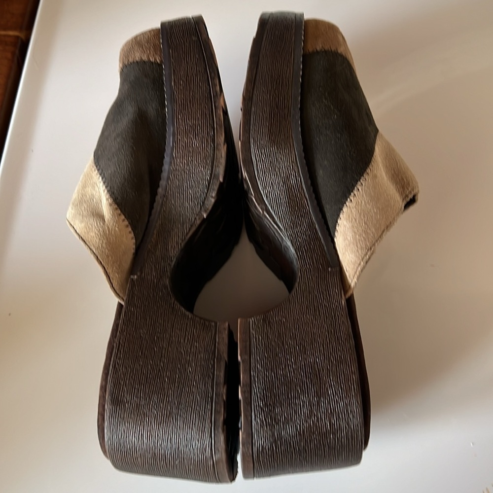 Vintage Y2K No Boundaries Suede Patch Mules. Brown Earth Tones Hippie 2.5 Youth - Picture 6 of 8
